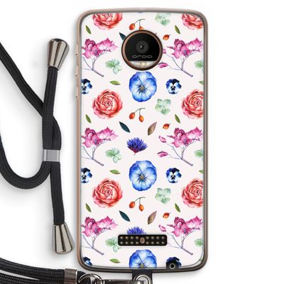 Bloemetjes: Motorola Moto Z Force Transparant Hoesje met koord