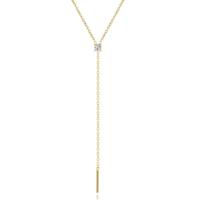 Elenza Goudkleurige 925 Sterling Zilveren Ketting met Zirkonia Hangertje