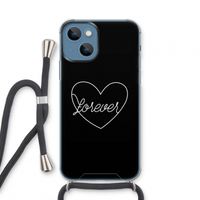 Forever heart black: iPhone 13 mini Transparant Hoesje met koord