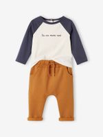 Babyset: T-shirt om te personaliseren + fleece broek karamel Babyset: T-shirt om te personaliseren + fleece broek karamel
