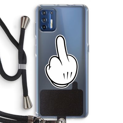 Middle finger white: Motorola Moto G9 Plus Transparant Hoesje met koord