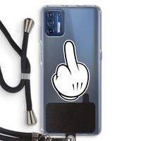 Middle finger white: Motorola Moto G9 Plus Transparant Hoesje met koord