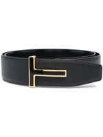 TOM FORD ceinture en cuir à plaque logo - Noir