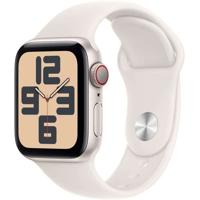 Apple Watch SE GPS + mobiel - 40 mm - Starlight aluminium behuizing - Starlight sportband - S/M
