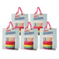 Verjaardag giftbags/cadeau tasje - Set van 12x stuks - verjaardagstaart - 25 x 32 x 12 cm - papier -