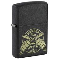 Zippo Aansteker Barber Shop Cut & Shave - Crackle Zwart