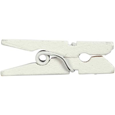 Creativ Company Mini wasknijpers, l: 25 mm, b: 3 mm, wit, 36 stuk/ 1 doos