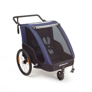 Polisport kindertrailer met wandelkit grijs/blauw