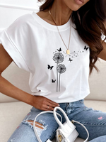 Casual Dandelion Crew Neck T-Shirt - thumbnail