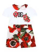 Dolce & Gabbana Kids barboteuse en coton à fleurs - Rouge