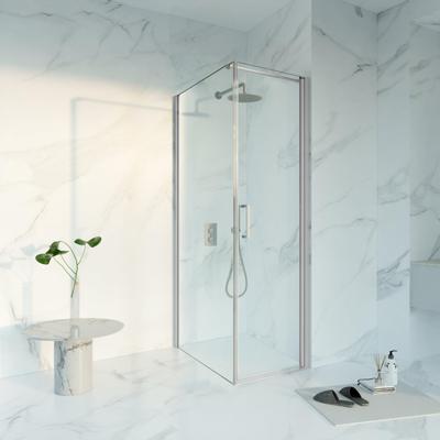 Fortifura Galeria Douchecabine - 60x90x200 - Profiel veiligheidsglas - anti kalk - Geborsteld RVS PVD (RVS) SW1122469/SW797926/SW797908