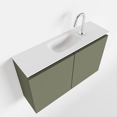 Toiletmeubel Mondiaz Ture | 80 cm | Meubelkleur Army | Eden wastafel Talc Midden | 1 kraangat