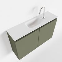 Toiletmeubel Mondiaz Ture | 80 cm | Meubelkleur Army | Eden wastafel Talc Midden | 1 kraangat