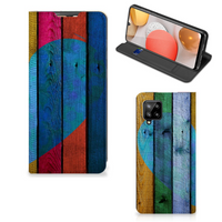 Samsung Galaxy A42 Book Wallet Case Wood Heart - Cadeau voor je Vriend