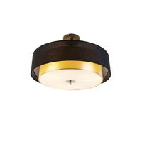 QAZQA Moderne plafondlamp zwart met goud 50 cm 3-lichts - Drum Duo - thumbnail