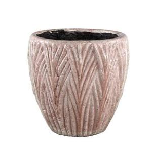 PTMD Talina Light Pink glazed ceramic leaf pot roundXXL