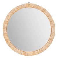 Spiegel/wandspiegel rond D60 cm rotan beige