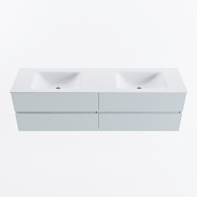 MONDIAZ VICA 170cm badmeubel onderkast Clay 4 lades. Wastafel CLOUD dubbel zonder kraangat, kleur Talc.