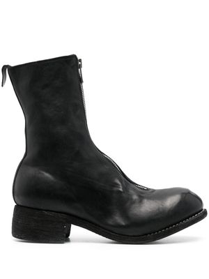 Guidi bottines en cuir à fermeture zippée - Noir