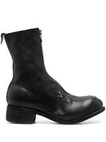 Guidi bottines en cuir à fermeture zippée - Noir