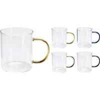 Koffie- Theeglas met gekleurd oor