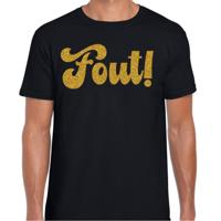 Verkleed T-shirt heren - Fout! -  zwart - glitter goud - themafeest fout/goud/stout