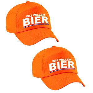 2x stuks wij Willem BIER supporter pet / cap oranje voor Koningsdag/ EK/ WK