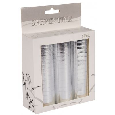 Serpentines metallic zilver 9x stuks
