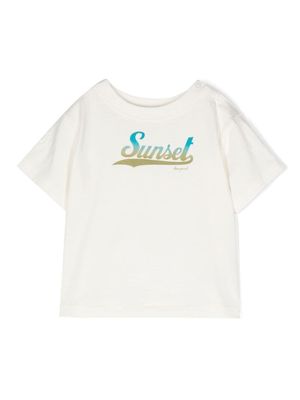 Bonpoint t-shirt en coton à imprimé Sunset - Blanc