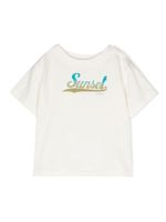 Bonpoint t-shirt en coton à imprimé Sunset - Blanc