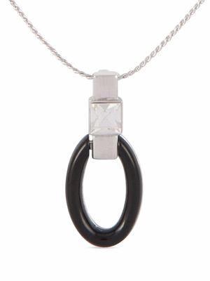 Nina Ricci lot boucles d'oreilles-collier à pendentif ovale (années 1980) - Argent
