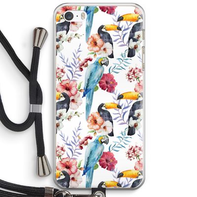 Bloemen tukan: iPhone 5 / 5S / SE Transparant Hoesje met koord