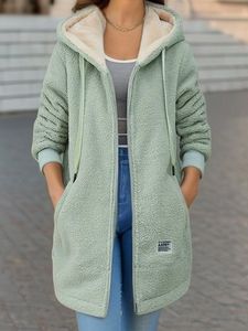 Plain Hoodie Casual Fluff/Granular Fleece Fabric Teddy Jacket