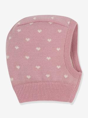 Baby muts met hartjes van wol en katoen PETIT BATEAU rozen
