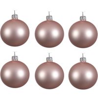 6x Glazen kerstballen mat Lichtroze 6 cm kerstboom versiering/decoratie   - - thumbnail