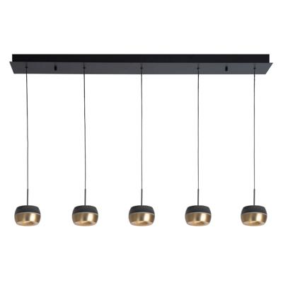 Highlight 5-lichts hanglampNova recht zwart met goud - H5193.38