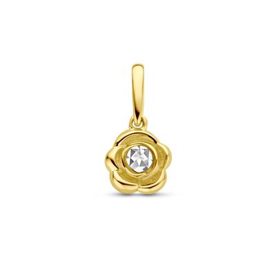 14k Bicolor Geel- en Witgouden Hanger in Bloemvorm - Elegant en Tijdloos Design