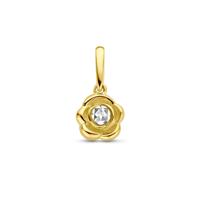 14k Bicolor Geel- en Witgouden Hanger in Bloemvorm - Elegant en Tijdloos Design