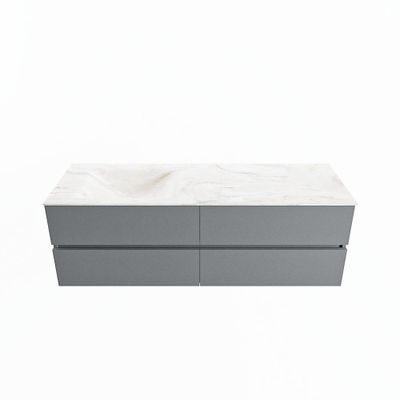 MONDIAZ VICA-DLUX 150cm badmeubel onderkast Plata 4 lades. Inbouw wastafel CLOUD links zonder kraangat, kleur Ostra.