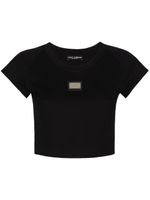 Dolce & Gabbana t-shirt crop à plaque logo - Noir