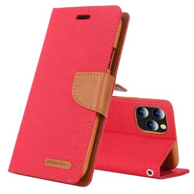 Voor iPhone 11 Pro MERCURY GOOSPERY CANVAS dagboek canvas textuur horizontale Flip lederen draagtas met kaartsleuven & portemonnee & houder (rood)