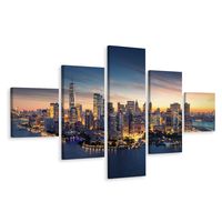 Schilderij - Panorama New York City, NYC, 5 luik, Premium print