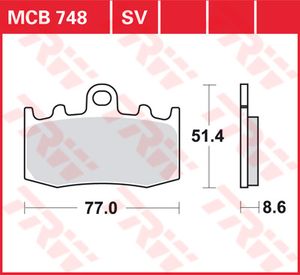 TRW Remblokken, en remschoenen voor de moto, MCB748SV Sinter street