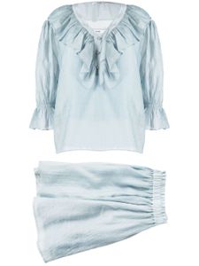 b+ab ensemble blouse-short à volants - Bleu