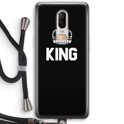 King zwart: OnePlus 6 Transparant Hoesje met koord
