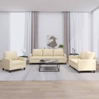 3-delige Loungeset met kussens stof crèmekleurig