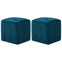 Nachtkastjes 2 st 30x30x30 cm fluweel blauw