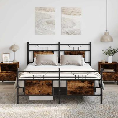 Bedframe zonder matras hout gerookt eikenkleurig 150x200 cm