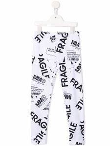 MM6 Maison Margiela Kids legging en coton à imprimé Fragile - Blanc