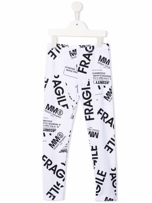 MM6 Maison Margiela Kids legging en coton à imprimé Fragile - Blanc
